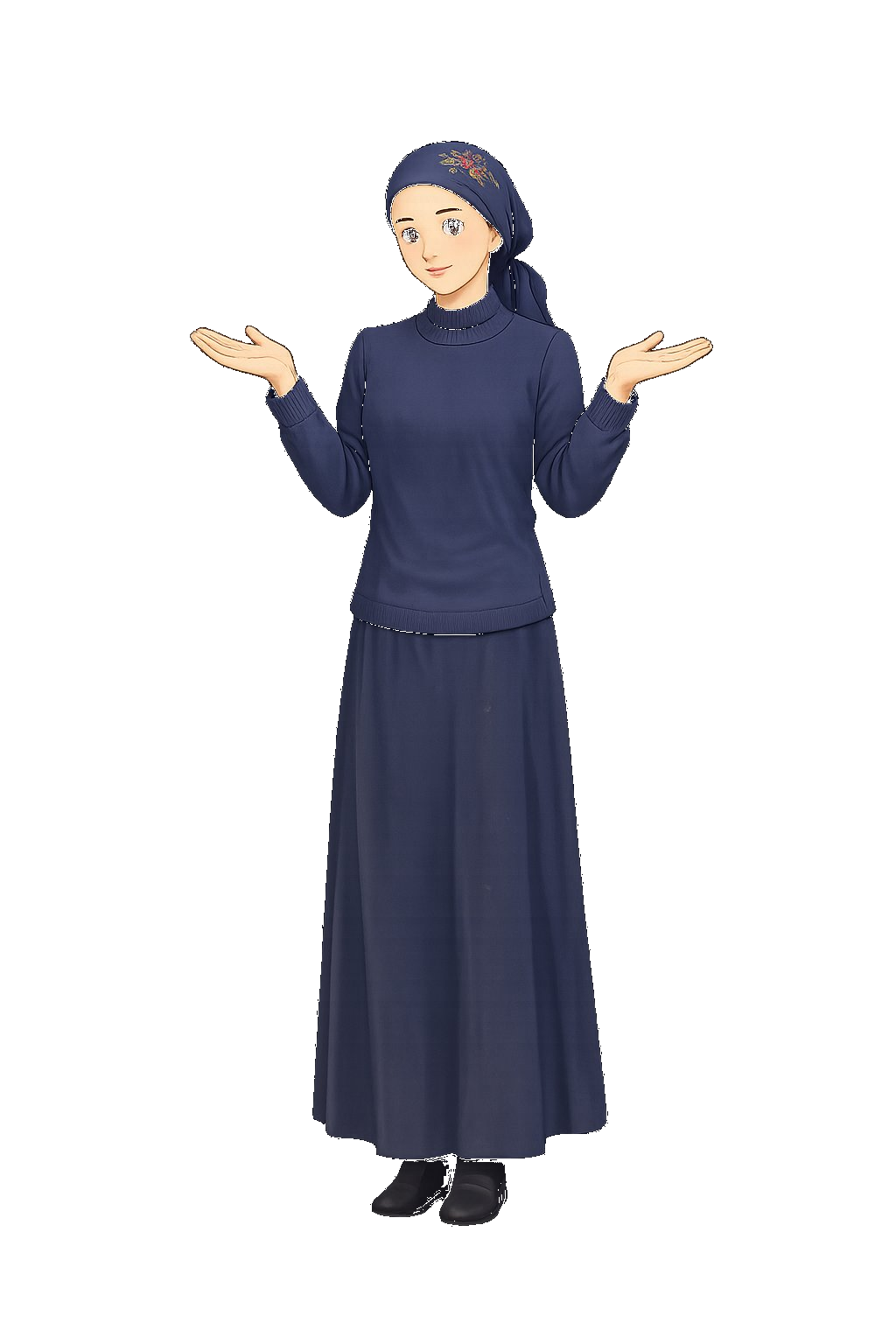 Woman standing, balancing question marks